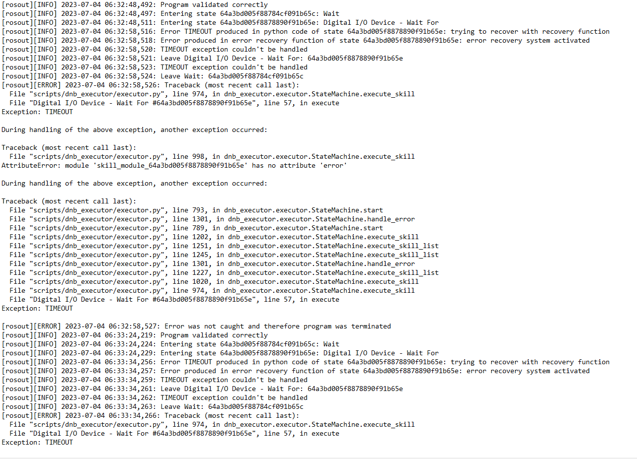 Executor roslog output