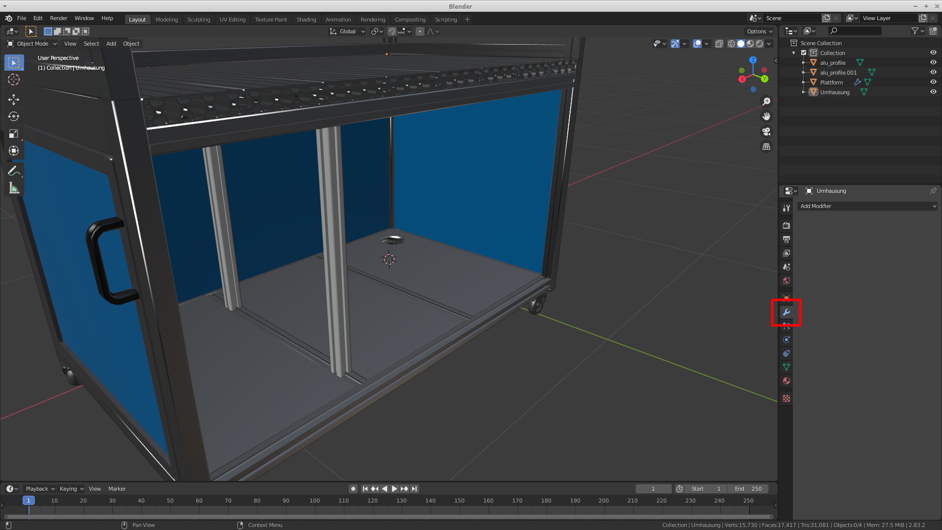 Blender modifier tab