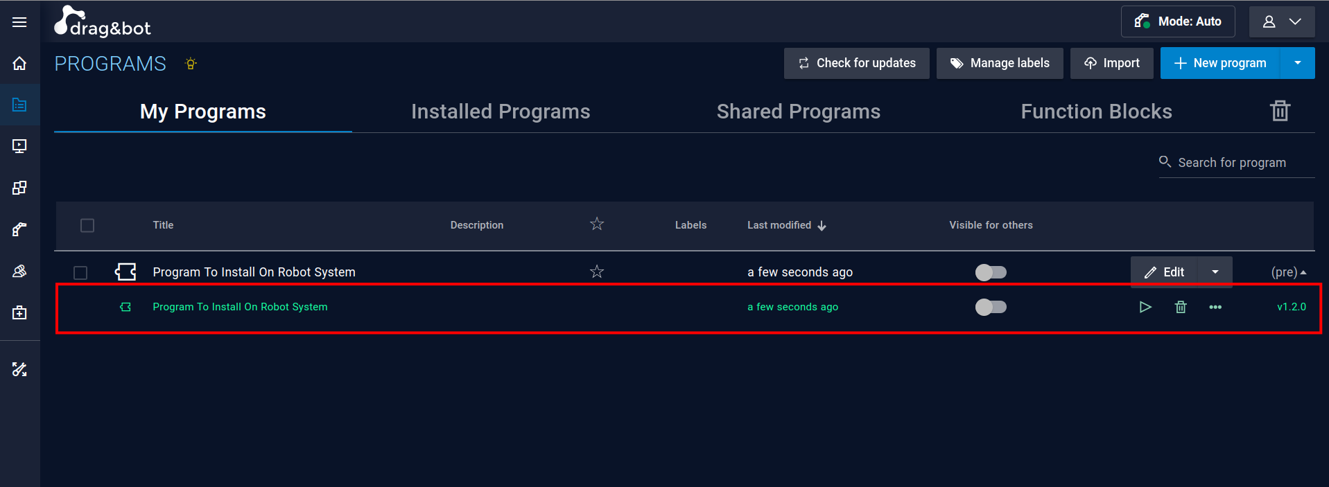 released program