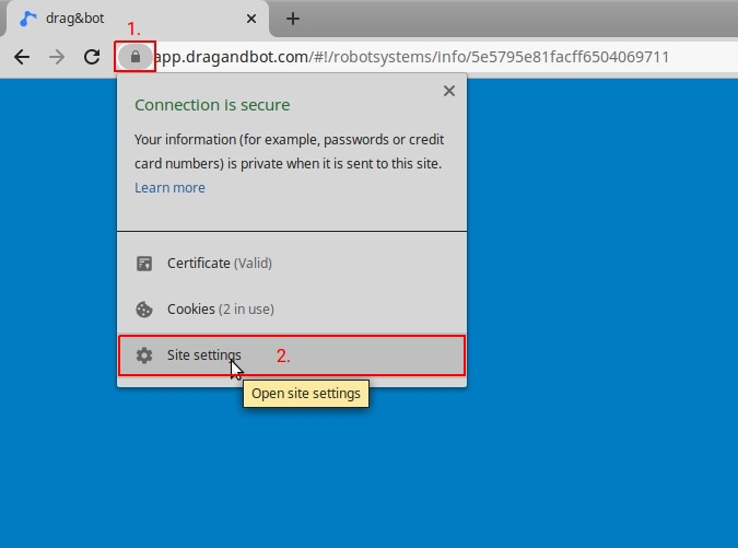 Chrome connection settings context