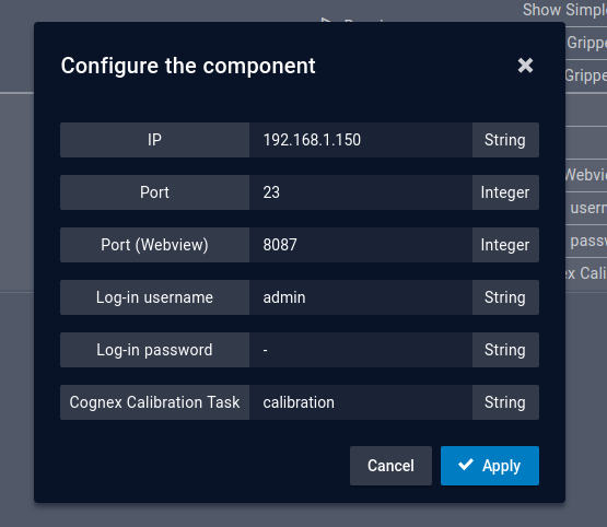 Configure the Cognex vision