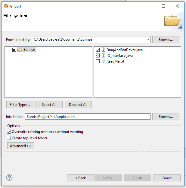 Import file