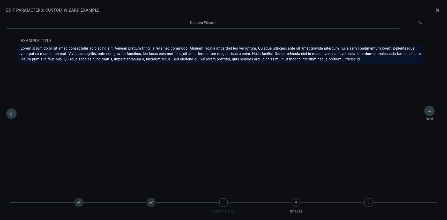 Description element in a Custom Wizard