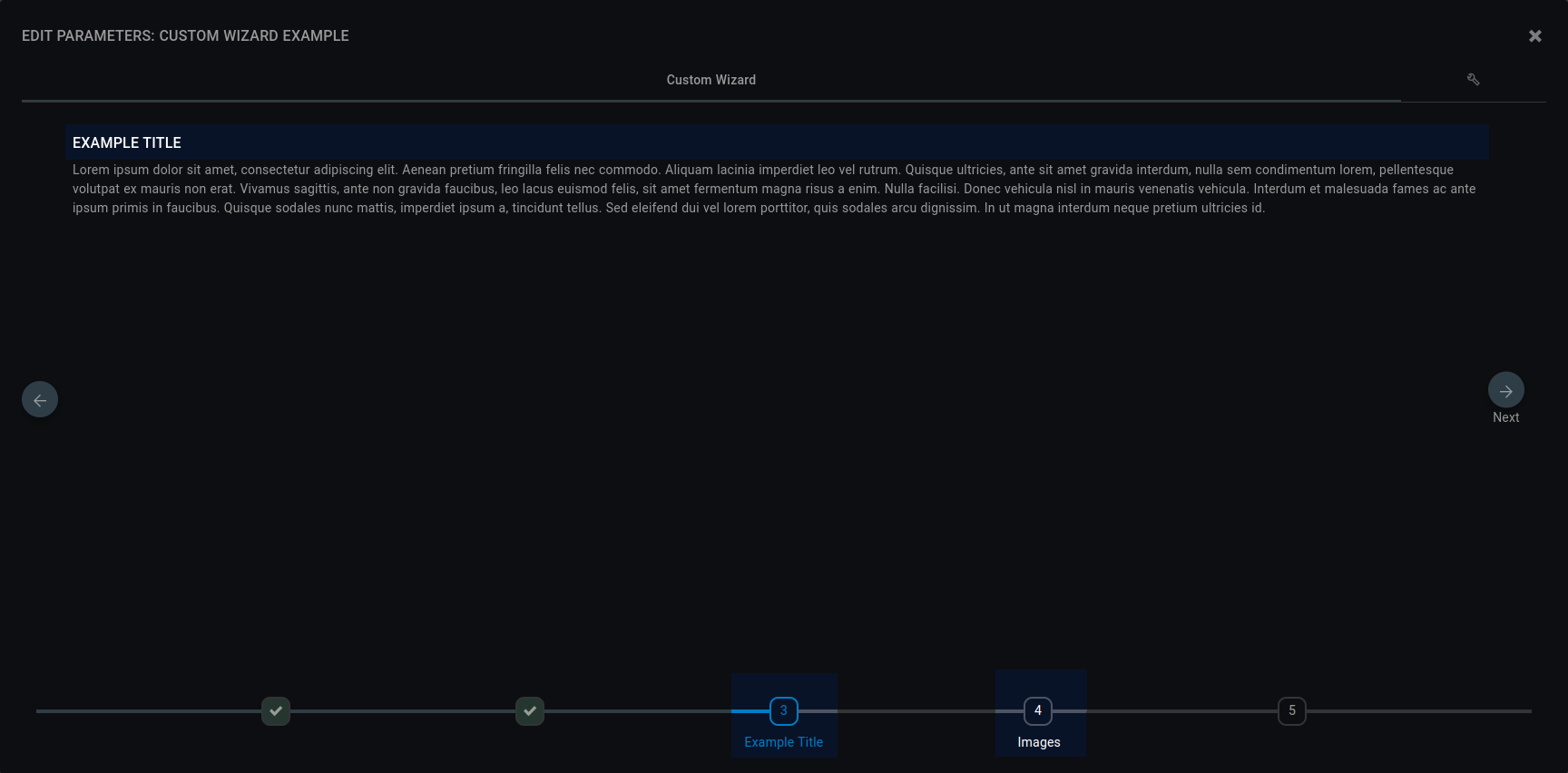 Title element in a Custom Wizard